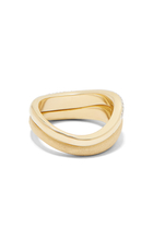 Wave Ring, 9K Yellow Gold & Diamonds